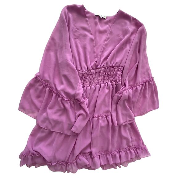 Lavender Brown Womens Flowy Tiered Pink Mini Dress Size XS - Picture 1 of 7